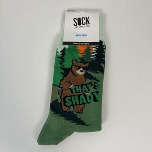 Sock It To Me Men's Crew Socks‎ That's Shady Bear Green Novelty